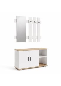 Garderobenschrank Vcm "Diele Garderoben Set Schuhschrank Bank Gados XL", wei&szlig;, B:90cm T:33cm, Obermaterial: 100% Holz Wood., Schr&auml;nke, Garderobenschrank