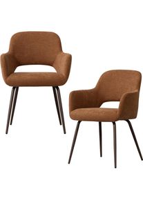 Esszimmerstuhl Woood "Jenny mit Hope-Gewebtem Bezug und Metallgestell, B 58 x T 58 x H 80 cm", braun, braun, B:58cm H:80cm T:58cm, Metall, Stoff, St&uuml;hle, Esszimmerstuhl, (Set, 2 St) durchschnittliche Sitzh&ouml;he, Tragkraft 100 kg