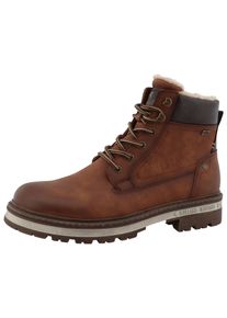 Winterboots Mustang Shoes "Merem", Herren, Gr. 44, braun (cognac), Lederimitat, Textil, Schuhe Winterboots, Schn&uuml;rstiefel, Winterstiefel mit TEX-Ausstattung