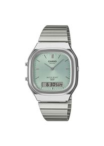 Chronograph CASIO VINTAGE, edelstahlfarben, gr&uuml;n, Armbanduhren, Damen, Chronograph, Quarzuhr, Armbanduhr, Damenuhr, Herrenuhr, Edelstahlarmband, analog