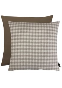 Dekokissen Apelt "Alois", grau (natur, beige, braun, kariert), B:46cm H:0,5cm L:46cm, Mischgewebe, Dekokissen_Sitzkissen_Kissenh&uuml;llen, Dekokissen