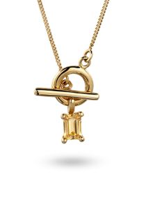 Y-Kette Elli "Halskette Knebelverschluss mit Citrin Gelb 925 Sterling Silber vergoldet" Gr. 45, gold, Halsketten, Damen, Silber 925 (Sterlingsilber), Y-Kette