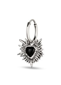 Paar Creolen HAZE & GLORY "Ohrringe Creole Herz Onyx Schwarz 925 Sterling Silber" Gr. 27, silber, Ohrringe, Damen, 27, Silber 925 (Sterlingsilber), Paar Creolen