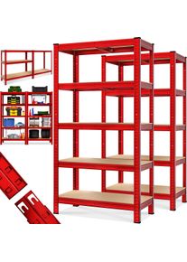 Monzana Schwerlastregal 2er-Set Rot 180x90x40cm pulverbeschichtet je 875kg