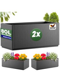 Casaria Bloempot Ethica Set van 2 Antraciet plastic 80x36x36cm