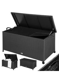 Casaria Gartenbox Polyrattan Schwarz 117x53x60cm mit Griffen & Rollen