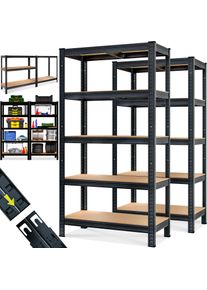 Monzana Schwerlastregal 2er-Set Schwarz 180x90x40cm pulverbeschichtet je 875kg