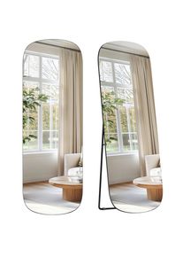Boxxx Standspiegel, Schwarz, Metall, Glas, Holzwerkstoff, oval, 50x160x37 cm, Facettenschliff, Ganzk&ouml;rperspiegel, Spiegel, Ganzk&ouml;rperspiegel