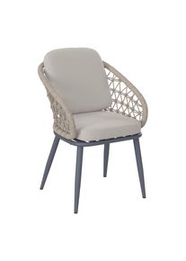 Amatio Gartensessel, Anthrazit, Beige, Metall, Textil, F&uuml;llung: Polyester, rund, 58x85x65 cm, Bsci, geeignet f&uuml;r Balkon, Gartenm&ouml;bel, Gartensessel