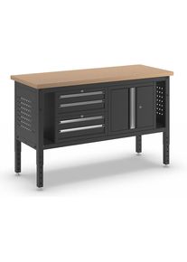 Werkbank BLACKLINE, met 4 laden, vleugeldeurkast, plaatbreedte 1524 mm