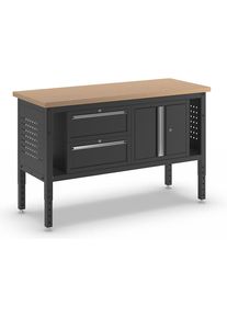 Werkbank BLACKLINE, met 2 laden, vleugeldeurkast, plaatbreedte 1524 mm