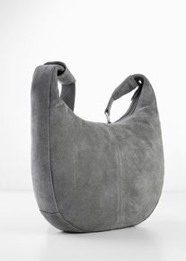 Umh&auml;ngetasche aus Veloursleder, grau, Gr&ouml;&szlig;e 24x30 cm, Veloursleder, bonprix