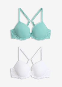 Schalen-BH mit zarter Spitze (2er-Pack), wei&szlig;, Gr&ouml;&szlig;e 95B, bonprix