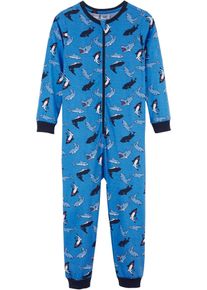 Schlafoverall aus reiner Bio-Baumwolle, blau, Gr&ouml;&szlig;e 92/98, mit Baumwolle, bonprix