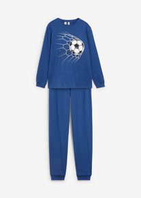 Pyjama aus reiner Bio-Baumwolle, blau, Gr&ouml;&szlig;e 140/146, mit Baumwolle, bonprix
