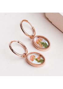Holzkern Wildflower Earrings Women Rose Gold and Flower