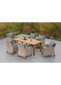 Garten-Essgruppe Merxx "Avellino", beige (steinbeige), Aluminium, Kunststoff, Massivholz, Sitzm&ouml;bel-Sets, Garten-Essgruppe, inkl. Auflagen