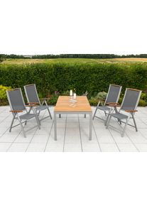 Garten-Essgruppe Merxx "&raquo;Siena&laquo;", grau (grau, grau, graphit), Aluminium, Massivholz, Polyester, Sitzm&ouml;bel-Sets, Garten-Essgruppe, Tisch: LxB: 150x90 cm