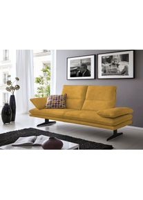 2-Sitzer W.Schillig "broadway, Designsofa mit tollem Sitzkomfort, Breite 216cm", gelb (kurkuma z69), B:216cm H:94cm T:96cm, Longlife Xtra-Leder Z69: Das feinnarbige, gedeckte Softleder Z69 besticht durch seine au&szlig;ergew&ouml;hnliche Weichheit im trendigen &raquo;Vintage-Look&laquo;, Hautst&auml;rke 0, 9 - 1, 1 mm, Sofas, 2-Sitzer, Sitztiefenverstellung, Kopfteil- & Seitenteilverstellung, Breite 216cm