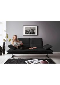 2-Sitzer W.Schillig "broadway, Designsofa mit tollem Sitzkomfort, Breite 216cm", schwarz (schwarz z59), B:216cm H:94cm T:96cm, Longlife Xtra-Leder Z59: Glattleder mit modischer Pr&auml;gung. Hautst&auml;rke 0, 9 - 1, 1 mm, Sofas, 2-Sitzer, Sitztiefenverstellung, Kopfteil- & Seitenteilverstellung, Breite 216cm