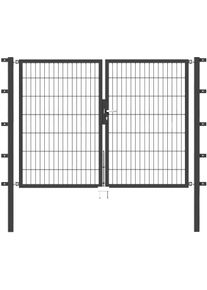 Zaundoppelt&uuml;r Alberts "Flexo", grau (anthrazit), B:200cm H:140cm, Stahl, Tore, Zaundoppelt&uuml;r, 200 cm Breite, in versch. H&ouml;hen