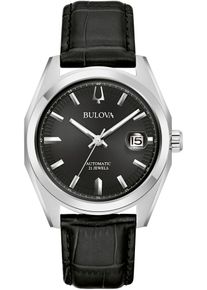 Automatikuhr Bulova "Surveyor", schwarz, Armbanduhren, Damen, Automatikuhr, Armbanduhr, Herrenuhr, Damenuhr, Lederarmband, Saphirglas