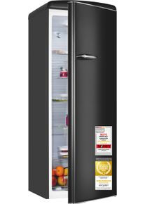 Exquisit K&uuml;hlschrank "RKS325-V-H-160C", Energieeffizienz: C, mattschwarz, Rechtsanschlag, nicht wechselbar, K&uuml;hlschr&auml;nke, LED-Beleuchtung, verstellbare Glasb&ouml;den, Retro-Design, K&uuml;hlschrank