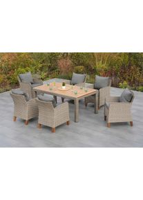 Garten-Essgruppe Merxx "Avellino", beige (steinbeige), Aluminium, Kunststoff, Massivholz, Sitzm&ouml;bel-Sets, Garten-Essgruppe, inkl. Auflagen