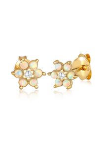 Paar Ohrstecker Elli "Ohrringe Kinder Bl&uuml;te Synth. Opal Zirkonia 925 Silber" Gr. 6, gold, Ohrringe, M&auml;dchen, 6, ohne Stein, Silber 925 (Sterlingsilber), Paar Ohrstecker