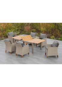 Garten-Essgruppe Merxx "Avellino", beige (steinbeige), Aluminium, Kunststoff, Massivholz, Sitzm&ouml;bel-Sets, Garten-Essgruppe, inkl. Auflagen