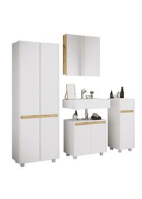 Badm&ouml;bel-Set Vcm "4-tlg. Badm&ouml;bel Set Komplett Badschrank Cosila XL", wei&szlig;, B:154cm T:33cm, Obermaterial: 100% Holz Wood., Kastenm&ouml;bel-Sets, Badm&ouml;bel-Set