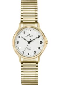 Quarzuhr Atrium, gold (goldfarben, wei&szlig;), Armbanduhren, Damen, Quarzuhr, Armbanduhr, Damenuhr, Edelstahlarmband, analog