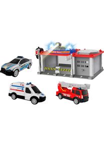 Spiel-Parkgarage Happy People "SOS Station", bunt, Fahrzeug-Spielwelten, KinderB:36cm H:22cm T:22cm, Kunststoff, Spiel-Parkgarage, inkl. 3 Fahrzeuge; mit Licht- und Soundeffekten, B:36cm H:22cm T:22cm
