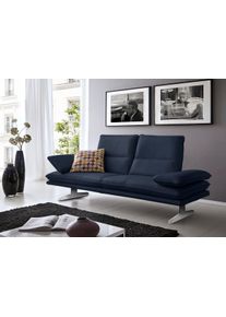 2-Sitzer W.Schillig "broadway, Designsofa mit tollem Sitzkomfort, Breite 216cm", blau (blau z59), B:216cm H:94cm T:96cm, Longlife Xtra-Leder Z59: Glattleder mit modischer Pr&auml;gung. Hautst&auml;rke 0, 9 - 1, 1 mm, Sofas, 2-Sitzer, Sitztiefenverstellung, Kopfteil- & Seitenteilverstellung, Breite 216cm