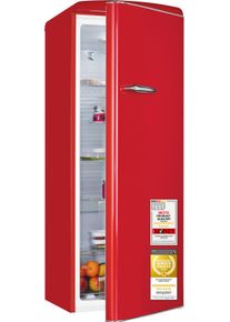 Exquisit K&uuml;hlschrank "RKS325-V-H-160C", Energieeffizienz: C, rot, Rechtsanschlag, nicht wechselbar, K&uuml;hlschr&auml;nke, LED-Beleuchtung, verstellbare Glasb&ouml;den, Retro-Design, K&uuml;hlschrank