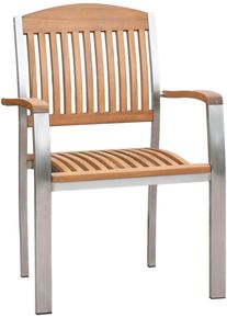 Gartensessel Merxx "&raquo;Keros&laquo;", beige (natur), B:63cm H:93cm T:57cm, Edelstahl;Akazienholz, Sessel, Gartensessel, stapelbar