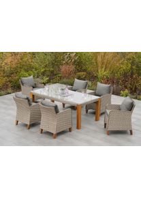 Garten-Essgruppe Merxx "Avellino", beige (steinbeige), Aluminium, Kunststoff, Massivholz, Sitzm&ouml;bel-Sets, Garten-Essgruppe, inkl. Auflagen