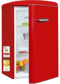 Exquisit K&uuml;hlschrank "RKS120-V-H-160C", Energieeffizienz: C, rot, Rechtsanschlag, nicht wechselbar, K&uuml;hlschr&auml;nke, LED-Beleuchtung, verstellbare Glasb&ouml;den, Retro-Design, K&uuml;hlschrank