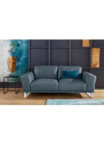 2-Sitzer W.Schillig "montanaa Designsofa mit erstklassigem Sitzkomfort, Federkern", blau (blau z69), B:192cm H:78cm T:94cm, Sofas, 2-Sitzer, mit Metallkufen in Schwarz pulverbeschichtet, Breite 192 cm