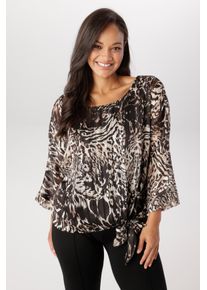 Schlupfbluse ANISTON PLUS, Damen, Gr. 54, schwarz, natur, beige, braun, Web, Obermaterial: 97% Polyester, 3% metallisierte Faser (LUREX). Futter: 100% Polyester, gemustert, figurumspielend Po-bedeckend, Rundhals, Blusen Schlupfbluse