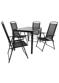 Garten-Essgruppe Vcm "5-tlg Sitzgruppe Gartenm&ouml;bel Tisch St&uuml;hle Set 140S", schwarz, B:140cm T:80cm, Obermaterial: 100% Metall MT., Sitzm&ouml;bel-Sets, Garten-Essgruppe