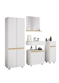 Badm&ouml;bel-Set Vcm "4-tlg. Badm&ouml;bel Set Komplett Badschrank Cosila L", wei&szlig;, B:154cm T:35cm, Obermaterial: 100% Holz Wood., Kastenm&ouml;bel-Sets, Badm&ouml;bel-Set