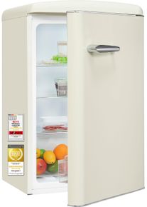 Exquisit K&uuml;hlschrank "RKS120-V-H-160C", Energieeffizienz: C, beige (magnolienwei&szlig;), Rechtsanschlag, nicht wechselbar, K&uuml;hlschr&auml;nke, LED-Beleuchtung, verstellbare Glasb&ouml;den, Retro-Design, K&uuml;hlschrank