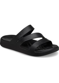 Badepantolette Crocs "Getaway Strappy", Damen, Gr. 42, schwarz, Croslite&trade;, unifarben, Schuhe Badepantolette, Sommerschuh, Badeschuh, Poolslides mit modischen Riemchen