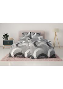 Bettw&auml;sche OTTO HOME "Balisa", grau, B/L: 135cm x 200cm, 1 Stk., 1 Stk., Linon, B/L: 40cm x 80cm, 2 Stk., Linon, Obermaterial: 100% Baumwolle, Bettw&auml;sche, Bettw&auml;sche, ab Gr&ouml;&szlig;e 135x200 cm, aus 100% Baumwolle, Bettw&auml;sche mit Kreisen