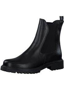 Chelseaboots Tamaris, Damen, Gr. 42, schwarz, Leder, schimmernd, unifarben, Basic, Schuhe Chelseaboots, Blockabsatz, Schlupfboots mit beidseitigen Stretcheins&auml;tzen