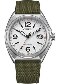 Solaruhr Citizen, wei&szlig; (olivgr&uuml;n, wei&szlig;), Armbanduhren, Herren, Solaruhr, Armbanduhr, Herrenuhr, analog, Tag, Batterie-Entladungsanzeige
