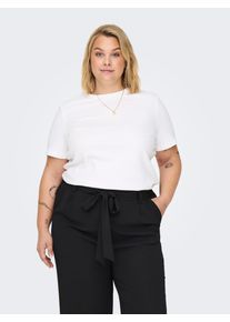T-Shirt Only CARMAKOMA "CARJEN SS JEANS TEE JRS", Damen, Gr. XL, hellwei&szlig;, Jersey, Obermaterial: 100% Baumwolle, unifarben, regular fit normal, Rundhals, Shirts T-Shirt, Baumwolle