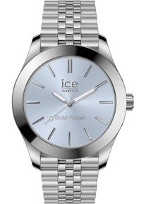 Ice Watch Solaruhr ICE-WATCH "ICE steel - Small - SOLAR 3H", silber (silberfarben, hellblau), Armbanduhren, Damen, Solaruhr, Armbanduhr, Damenuhr, Edelstahlarmband, bis 10 bar wasserdicht
