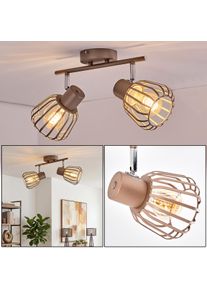 hofstein Keldor ceiling spotlight with cage shades, 2-light adjustable retro spot bar E27 fittings, separately rotating light heads for living room, dining room, hallway or bedroom
